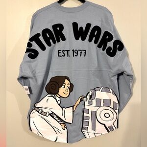 2024 Disney Parks Princess Leia R2-D2 Spirit Jersey Large Star Wars Blue NWT